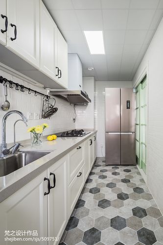 2018面積101平美式三居廚房裝修實(shí)景圖片大全餐廳櫥柜美式經(jīng)典廚房